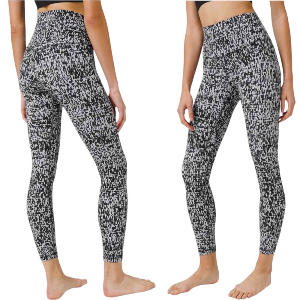 EUC Lululemon Align Pant II 25" High Rise Urban Block Ice Grey Black Leggings 6